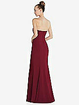 Rear View Thumbnail - Burgundy Strapless Princess Line Crepe Mermaid Gown