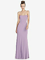 Front View Thumbnail - Pale Purple Strapless Princess Line Crepe Mermaid Gown