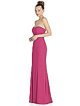 Side View Thumbnail - Tea Rose Strapless Princess Line Crepe Mermaid Gown