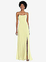 Alt View 1 Thumbnail - Butter Yellow Scoop Neck Convertible Tie-Strap Maxi Dress with Front Slit