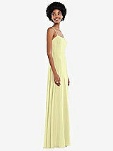 Side View Thumbnail - Butter Yellow Scoop Neck Convertible Tie-Strap Maxi Dress with Front Slit