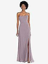 Alt View 1 Thumbnail - Lilac Dusk Scoop Neck Convertible Tie-Strap Maxi Dress with Front Slit