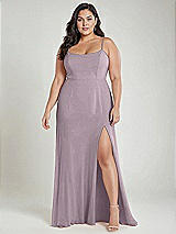 Alt View 2 Thumbnail - Lilac Dusk Scoop Neck Convertible Tie-Strap Maxi Dress with Front Slit