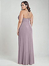 Alt View 3 Thumbnail - Lilac Dusk Scoop Neck Convertible Tie-Strap Maxi Dress with Front Slit