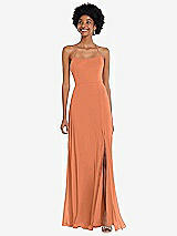 Alt View 1 Thumbnail - Sweet Melon Scoop Neck Convertible Tie-Strap Maxi Dress with Front Slit