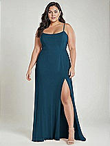 Alt View 2 Thumbnail - Atlantic Blue Scoop Neck Convertible Tie-Strap Maxi Dress with Front Slit