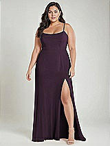 Alt View 2 Thumbnail - Aubergine Scoop Neck Convertible Tie-Strap Maxi Dress with Front Slit