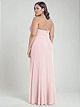 Alt View 3 Thumbnail - Ballet Pink Scoop Neck Convertible Tie-Strap Maxi Dress with Front Slit