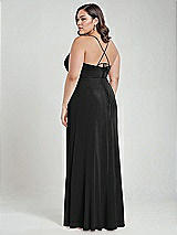 Alt View 3 Thumbnail - Black Scoop Neck Convertible Tie-Strap Maxi Dress with Front Slit