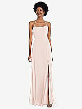 Alt View 1 Thumbnail - Blush Scoop Neck Convertible Tie-Strap Maxi Dress with Front Slit