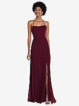 Alt View 1 Thumbnail - Cabernet Scoop Neck Convertible Tie-Strap Maxi Dress with Front Slit