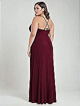 Alt View 3 Thumbnail - Cabernet Scoop Neck Convertible Tie-Strap Maxi Dress with Front Slit