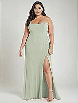 Alt View 2 Thumbnail - Celadon Scoop Neck Convertible Tie-Strap Maxi Dress with Front Slit