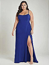 Alt View 2 Thumbnail - Cobalt Blue Scoop Neck Convertible Tie-Strap Maxi Dress with Front Slit