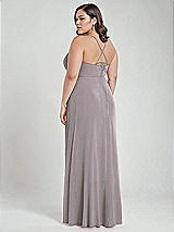 Alt View 3 Thumbnail - Cashmere Gray Scoop Neck Convertible Tie-Strap Maxi Dress with Front Slit