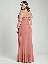 Alt View 3 Thumbnail - Desert Rose Scoop Neck Convertible Tie-Strap Maxi Dress with Front Slit