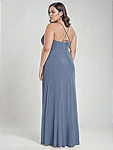 Alt View 3 Thumbnail - Larkspur Blue Scoop Neck Convertible Tie-Strap Maxi Dress with Front Slit