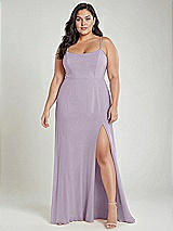 Alt View 2 Thumbnail - Lilac Haze Scoop Neck Convertible Tie-Strap Maxi Dress with Front Slit