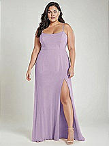 Alt View 2 Thumbnail - Pale Purple Scoop Neck Convertible Tie-Strap Maxi Dress with Front Slit