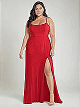 Alt View 2 Thumbnail - Parisian Red Scoop Neck Convertible Tie-Strap Maxi Dress with Front Slit