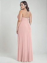 Alt View 3 Thumbnail - Rose - PANTONE Rose Quartz Scoop Neck Convertible Tie-Strap Maxi Dress with Front Slit