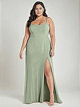 Alt View 2 Thumbnail - Sage Scoop Neck Convertible Tie-Strap Maxi Dress with Front Slit