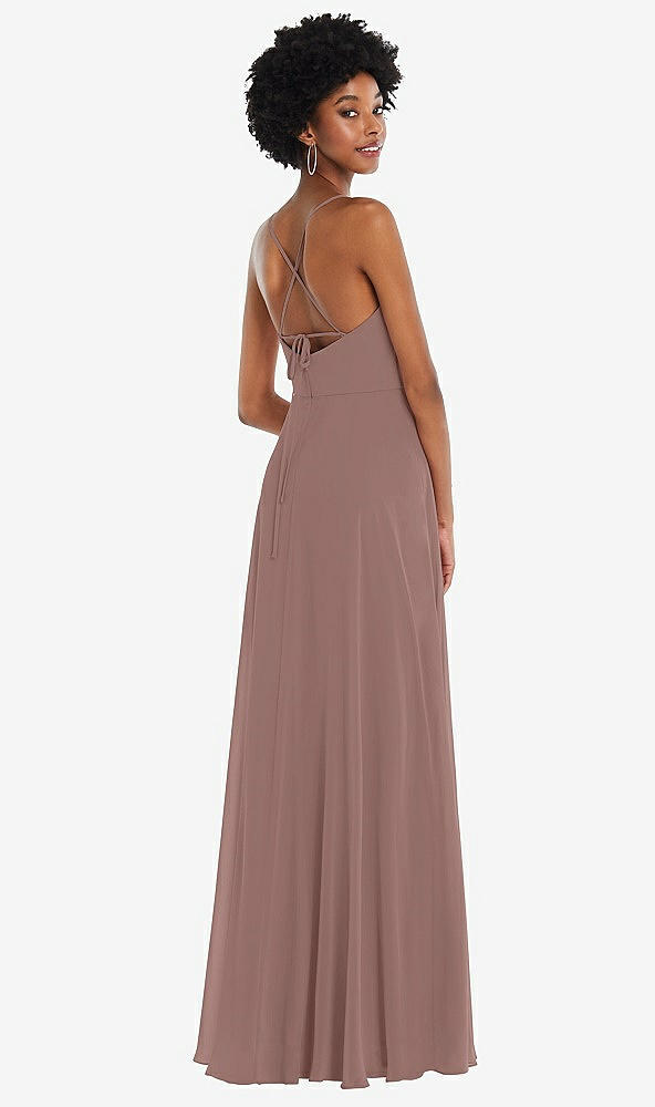 Back View - Sienna Scoop Neck Convertible Tie-Strap Maxi Dress with Front Slit