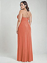 Alt View 3 Thumbnail - Terracotta Copper Scoop Neck Convertible Tie-Strap Maxi Dress with Front Slit