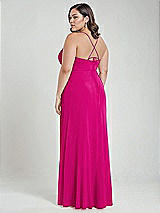 Alt View 3 Thumbnail - Think Pink Scoop Neck Convertible Tie-Strap Maxi Dress with Front Slit