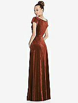 Rear View Thumbnail - Auburn Moon Cap Sleeve Faux Wrap Velvet Maxi Dress with Pockets