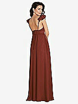 Rear View Thumbnail - Auburn Moon Deep V-Neck Ruffle Cap Sleeve Maxi Dress with Convertible Straps