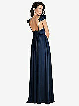 Rear View Thumbnail - Midnight Navy Deep V-Neck Ruffle Cap Sleeve Maxi Dress with Convertible Straps