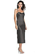 Side View Thumbnail - Caviar Gray Open-Back Convertible Strap Midi Bias Slip Dress