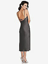 Rear View Thumbnail - Caviar Gray Open-Back Convertible Strap Midi Bias Slip Dress