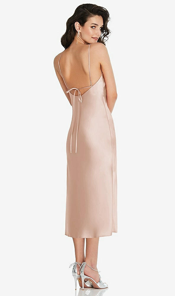 Back View - Cameo Open-Back Convertible Strap Midi Bias Slip Dress