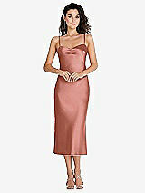 Front View Thumbnail - Desert Rose Open-Back Convertible Strap Midi Bias Slip Dress