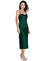 Side View Thumbnail - Hunter Green Open-Back Convertible Strap Midi Bias Slip Dress