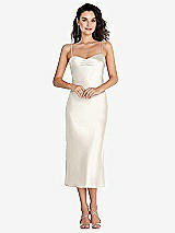 Front View Thumbnail - Ivory Open-Back Convertible Strap Midi Bias Slip Dress