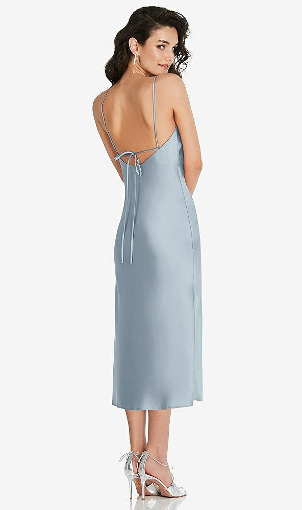 Back View - Mist Open-Back Convertible Strap Midi Bias Slip Dress