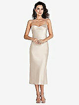 Front View Thumbnail - Oat Open-Back Convertible Strap Midi Bias Slip Dress