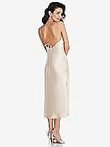 Rear View Thumbnail - Oat Open-Back Convertible Strap Midi Bias Slip Dress