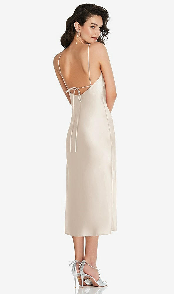 Back View - Oat Open-Back Convertible Strap Midi Bias Slip Dress