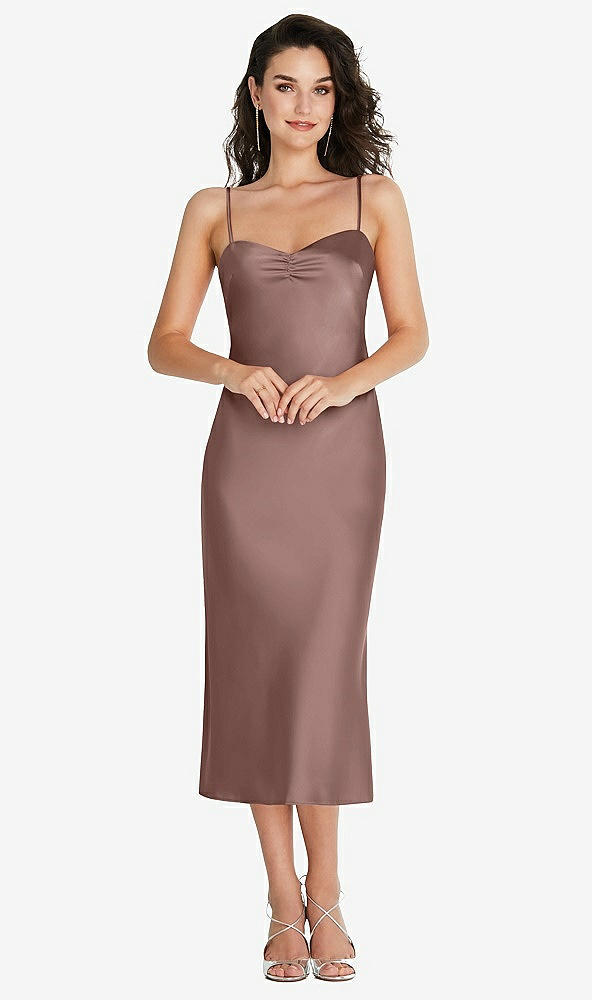 Front View - Sienna Open-Back Convertible Strap Midi Bias Slip Dress