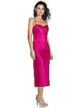 Side View Thumbnail - Think Pink Open-Back Convertible Strap Midi Bias Slip Dress