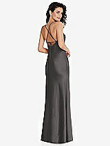 Rear View Thumbnail - Caviar Gray Open-Back Convertible Strap Maxi Bias Slip Dress