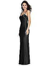 Side View Thumbnail - Black Open-Back Convertible Strap Maxi Bias Slip Dress