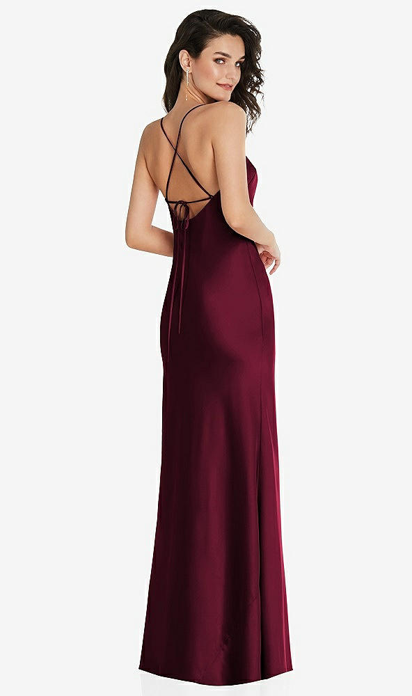 Back View - Cabernet Open-Back Convertible Strap Maxi Bias Slip Dress