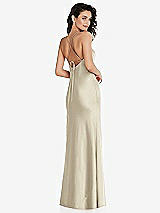 Rear View Thumbnail - Champagne Open-Back Convertible Strap Maxi Bias Slip Dress