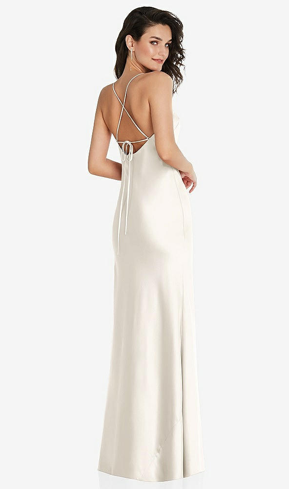 Back View - Ivory Open-Back Convertible Strap Maxi Bias Slip Dress