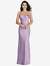 Front View Thumbnail - Pale Purple Open-Back Convertible Strap Maxi Bias Slip Dress